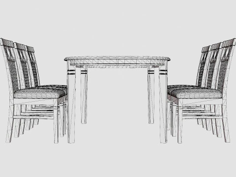 Lake Island Dining Table With 6 Rebecka Chairs 3D Model