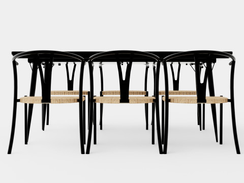Lilo Food Group With 6 Elysia Dining Chairs 3D Model