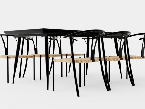Lilo Food Group With 6 Elysia Dining Chairs 3D मॉडल