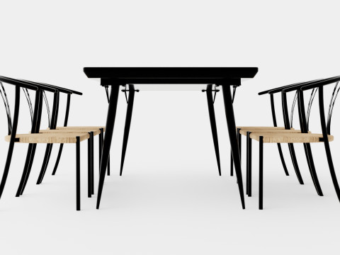 Lilo Food Group With 6 Elysia Dining Chairs 3D मॉडल