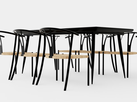 Lilo Food Group With 6 Elysia Dining Chairs 3D मॉडल
