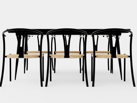 Lilo Food Group With 6 Elysia Dining Chairs 3D मॉडल