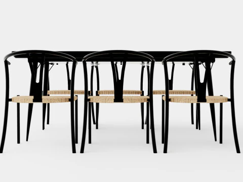 Lilo Food Group With 6 Elysia Dining Chairs 3D Model