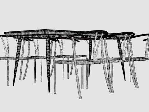 Lilo Food Group With 6 Elysia Dining Chairs 3D मॉडल