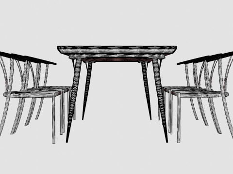 Lilo Food Group With 6 Elysia Dining Chairs 3D मॉडल