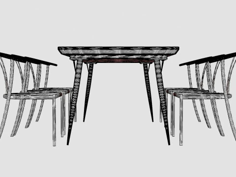 Lilo Food Group With 6 Elysia Dining Chairs 3D Model