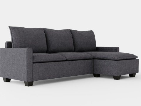 Lerdal Divan Sofa 3 Seater Reversible Gray 3D Model