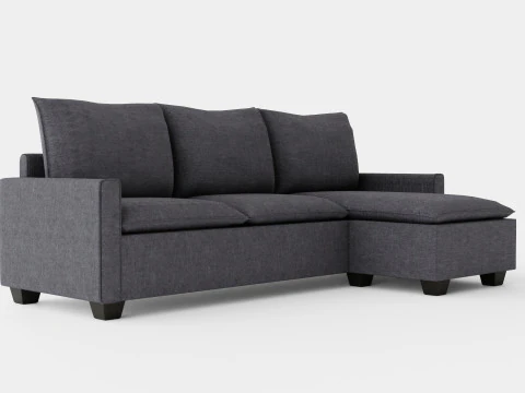 Диван Lerdal 3-місний двосторонній сірий 3D Модель