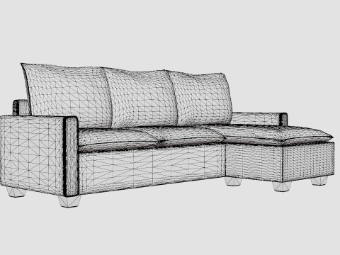 Lerdal Divan Sofa 3 Seater Reversible Gray 3D Model