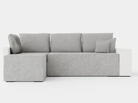 Leroy Schlafsofa, 4-Sitzer, mit Diwan, wendbar, Wei&szlig;/Hellgrau 3D Modell