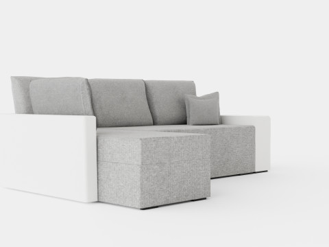 Leroy Sofa Bed 4 Seater With Divan Reversible White Light Gray Modelo 3D