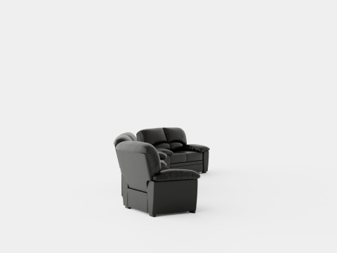 Lindby Sofa Group 3 Seater 2 Seater Armchair Artificial Leather Black 3D Model