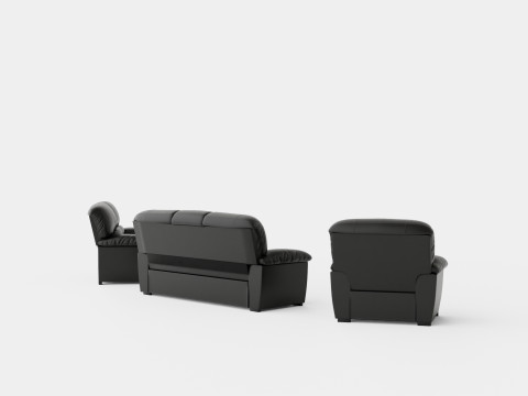Lindby Sofa Group 3 Seater 2 Seater Armchair Artificial Leather Black 3D Model