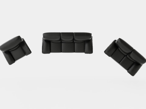 Lindby Sofa Group 3 Seater 2 Seater Armchair Artificial Leather Black 3D Model