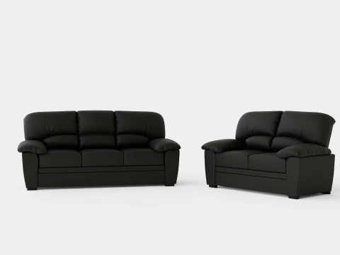 Lindby Divano Gruppo 3 Posti 2 Posti Pelle Artificiale Modello 3D