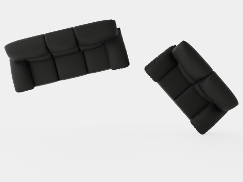 Lindby Sofa Group 3 Seater 2 Seater Artificial Leather 3D 모델