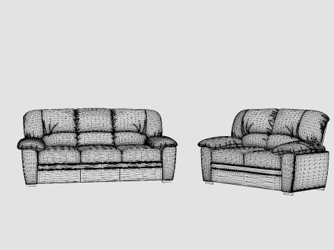 Lindby Sofa Group 3 Seater 2 Seater Artificial Leather 3D 모델