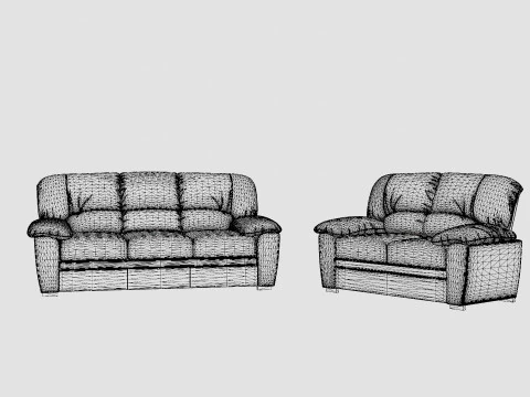 Lindby Sofa Group 3 Seater 2 Seater Artificial Leather 3D Model
