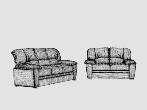 Lindby Sofa Group 3 Seater 2 Seater Artificial Leather 3D 모델