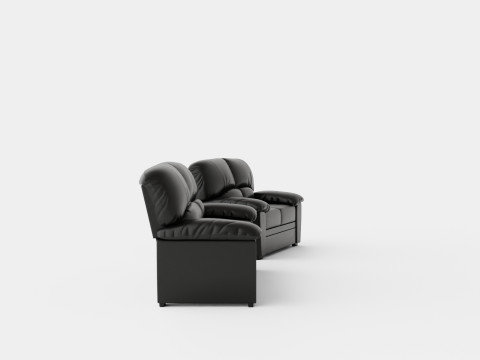Lindby Sofa Group 3 Seater 2 Seater Artificial Leather Black 3D Модель