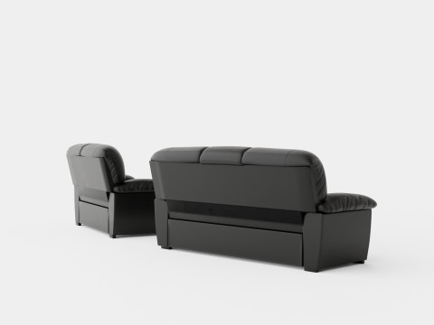 Lindby Sofa Group 3 Seater 2 Seater Artificial Leather Black 3D Модель
