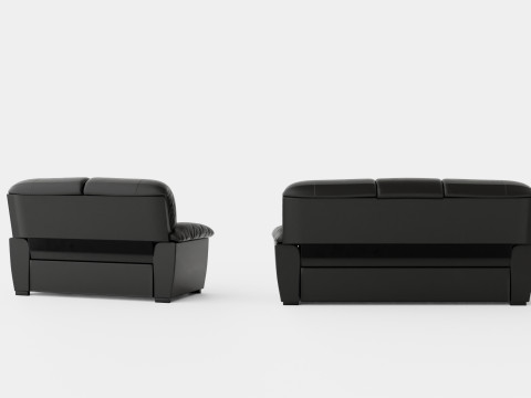Lindby Sofa Group 3 Seater 2 Seater Artificial Leather Black 3D Модель