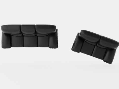 Lindby Sofa Group 3 Seater 2 Seater Artificial Leather Black 3D Модель