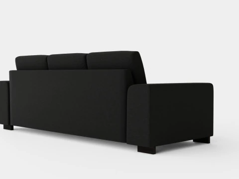 Link Divan Sofa 3 Seater Reversible Black 3D Model