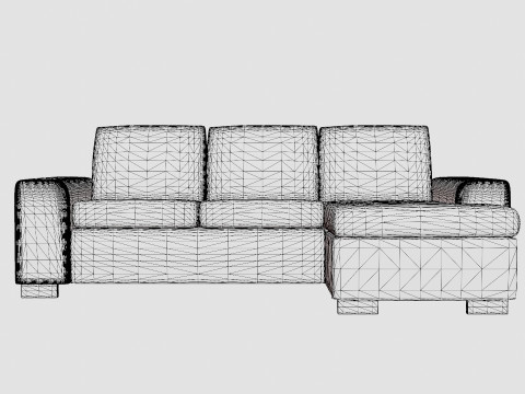 Link Divan Sofa 3 Seater Reversible Black 3D Model