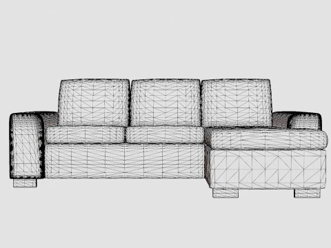 Link Divan Sofa 3 Seater Reversible Black 3D Model
