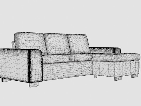 Link Divan Sofa 3 Seater Reversible Black 3D Model