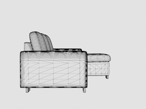 Link Divan Sofa 3 Seater Reversible Black 3D Model