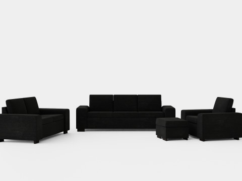Link Sofa Group 3 Seater 2 Seater Armchair Footstool Black 3Dモデル