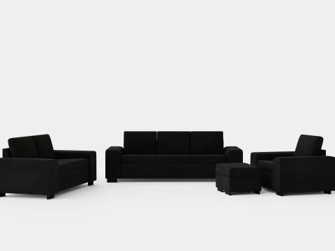 Link Sofa Group 3 posti Poltrona a 2 posti Poggiapiedi Nero Modello 3D