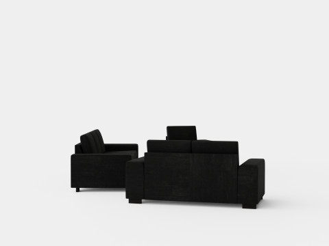 Link Sofa Group 3 Seater 2 Seater Armchair Footstool Black 3D Модель