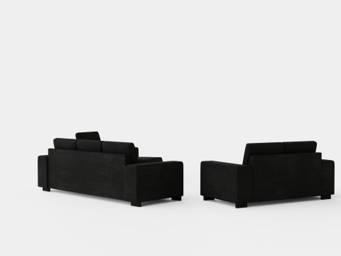 Link Sofa Group 3 Seater 2 Seater Armchair Footstool Black 3D Модель