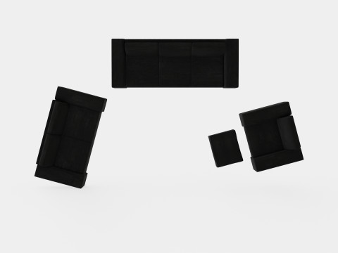 Link Sofa Group 3 Seater 2 Seater Armchair Footstool Black 3D Модель