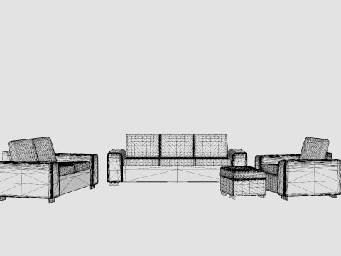 Link Sofa Group 3 Seater 2 Seater Armchair Footstool Black 3D Модель