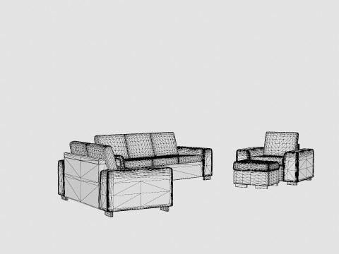 Link Sofa Group 3 Seater 2 Seater Armchair Footstool Black 3D Модель