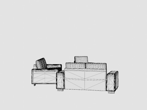 Link Sofa Group 3 Seater 2 Seater Armchair Footstool Black 3D Модель