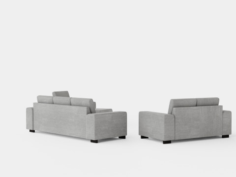 Link Sofa Group 3 Seater 2 Seater Armchair Footstool Light Gray 3D 模型