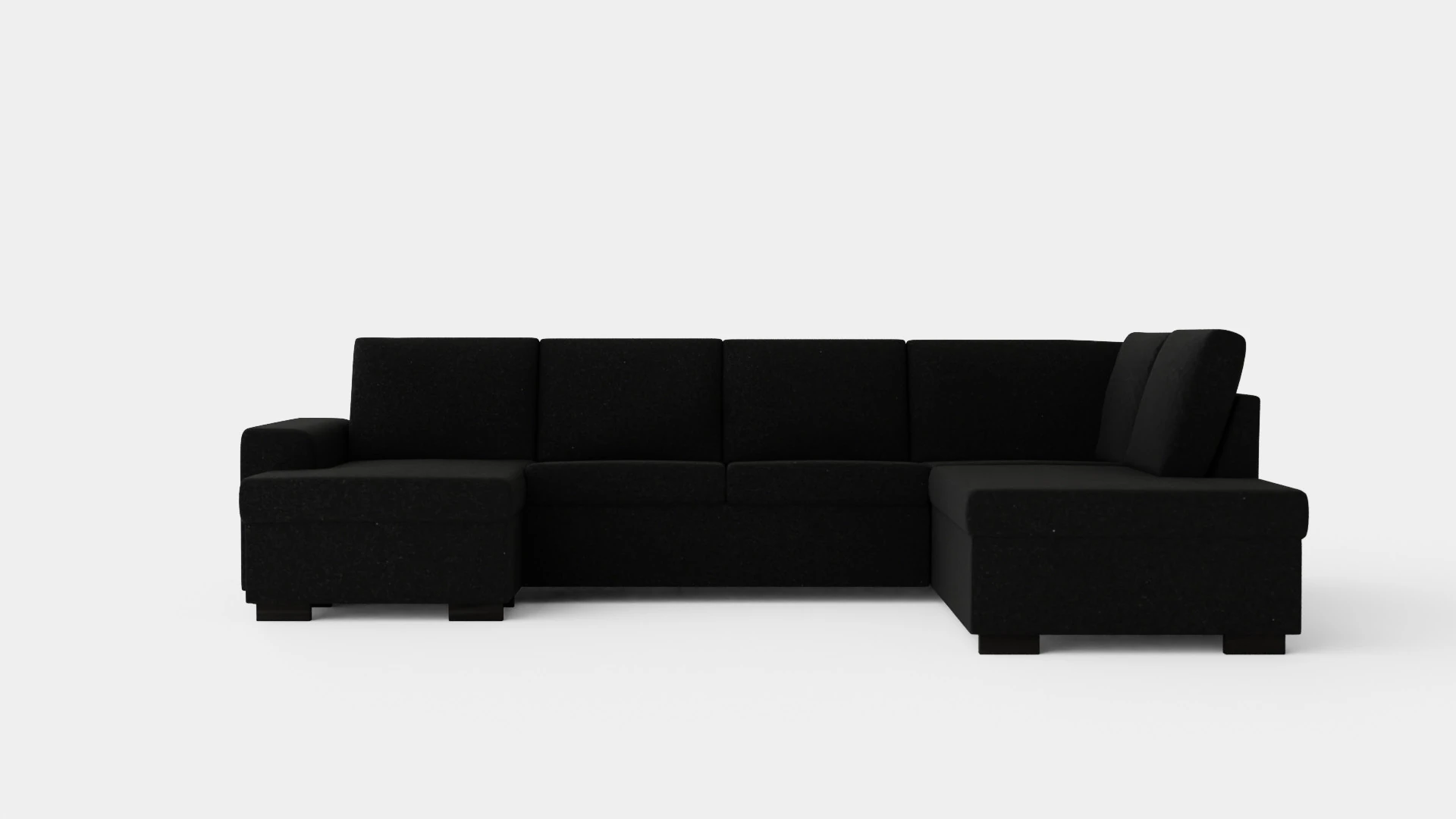 Link U Sofa Large With Divan Left Black 3D Model .c4d .max .obj .3ds .fbx .stl .blend 