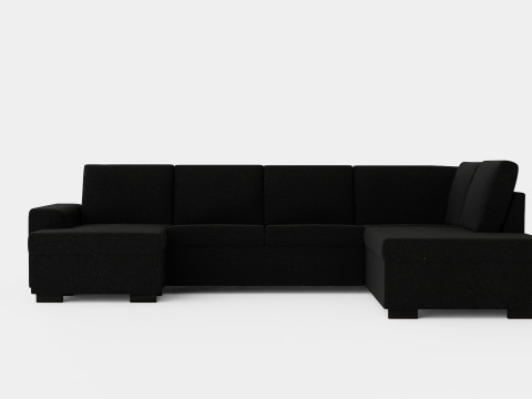 Link U Sofa Large With Divan Left Black 3D Model