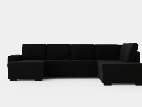 Sof&aacute; Link U Grande Con Divan Izquierdo Negro Modelo 3D