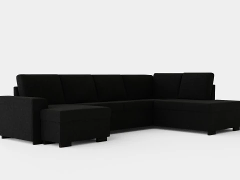 Link U Sofa Large With Divan Left Black 3D Model
