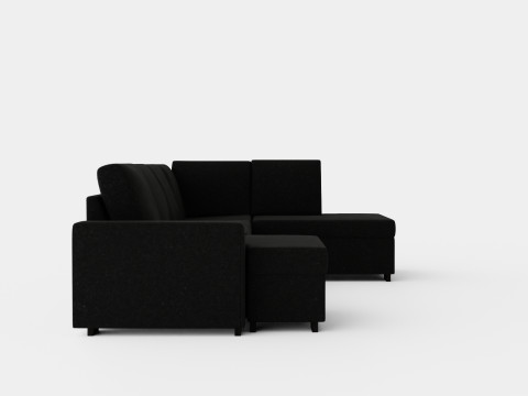 Link U Sofa Large With Divan Left Black 3D Модель