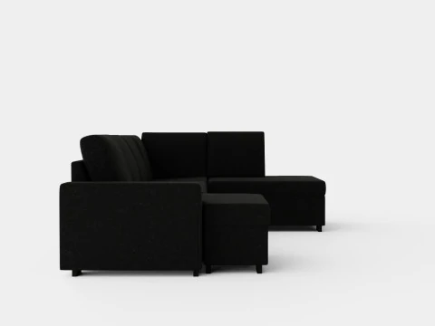 Link U Sofa Large With Divan Left Black 3D Model