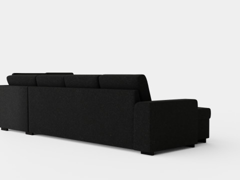 Link U Sofa Large With Divan Left Black 3D Модель