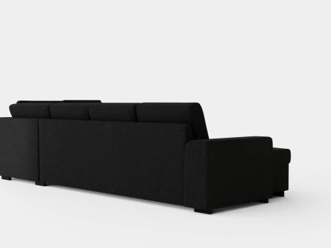Link U Sofa Large With Divan Left Black 3D Model