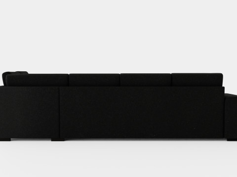 Link U Sofa Large With Divan Left Black 3D Модель